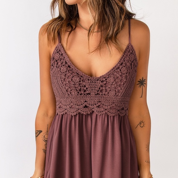 Dresses & Skirts - Smocked Crochet Adjustable Strap Maxi Dress